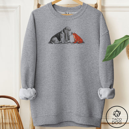 Basset Hound Toad Watch Sweatshirt Graphite Heather Taco-Dog