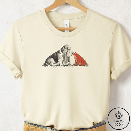 Basset Hound Toad Watch T-Shirt Natural Taco-Dog