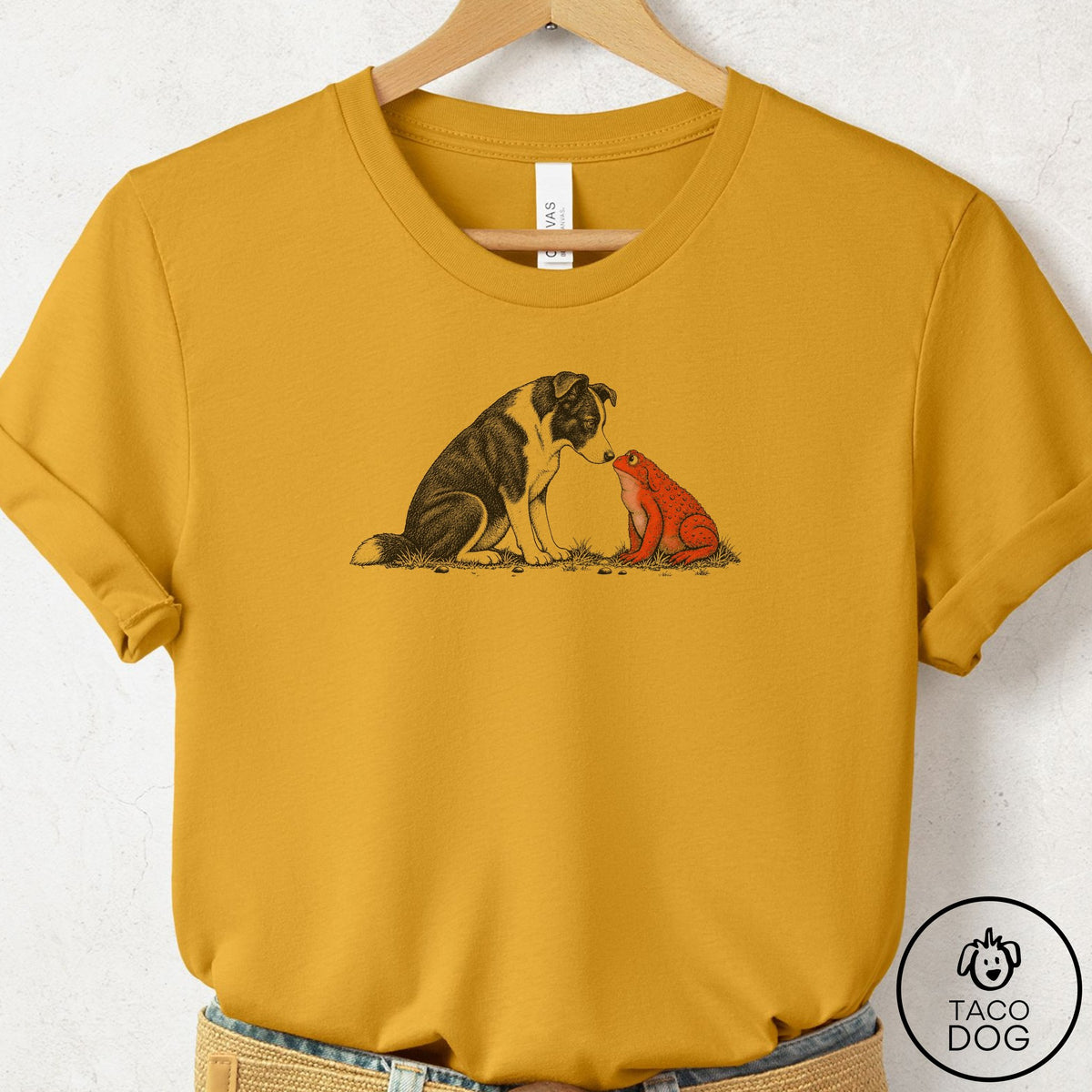 Border Collie Toad Watch T-Shirt Mustard Taco-Dog