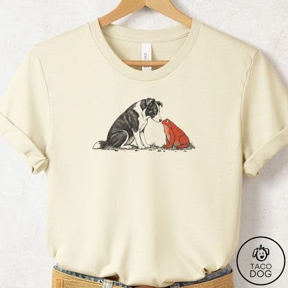 Border Collie Toad Watch T-Shirt Natural Taco-Dog