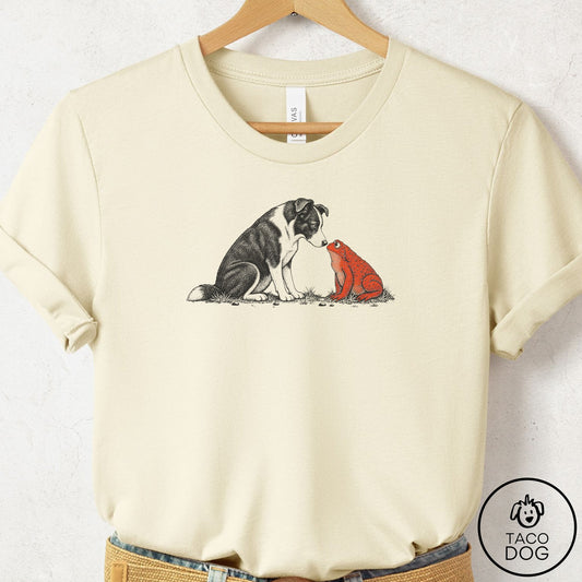 Border Collie Toad Watch T-Shirt Natural Taco-Dog