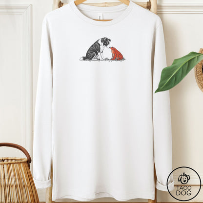 Border Collie Toad Watch Long Sleeve Tee White Taco-Dog