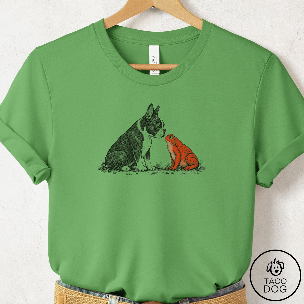 Boston Terrier Toad Watch T-Shirt Leaf Taco-Dog