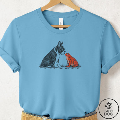 Boston Terrier Toad Watch T-Shirt Ocean Blue Taco-Dog