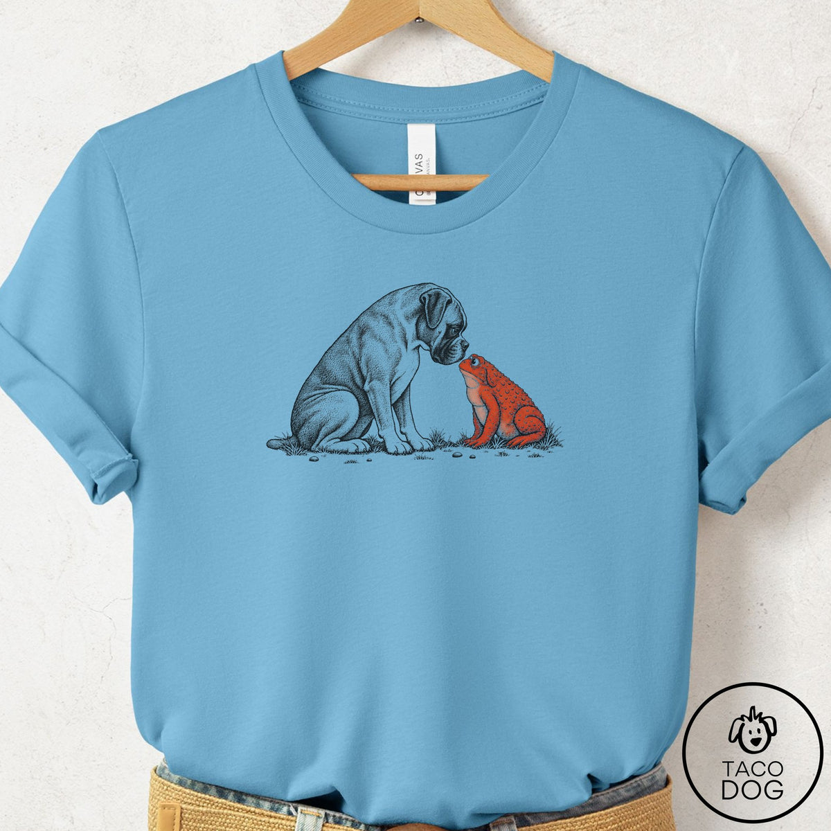 Boxer Toad Watch T-Shirt Ocean Blue Taco-Dog