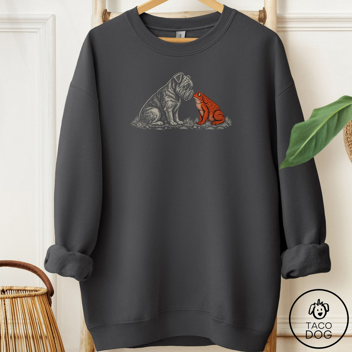 Brussels Griffon Toad Watch Sweatshirt Charcoal Taco-Dog