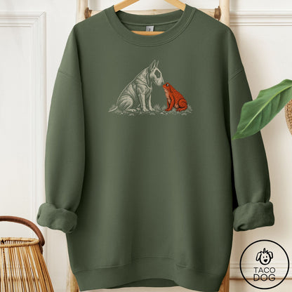 Bull Terrier Toad Watch Sweatshirt Military Green Taco-Dog
