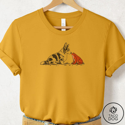 Cardigan Welsh Corgi Toad Watch T-Shirt Mustard Taco-Dog