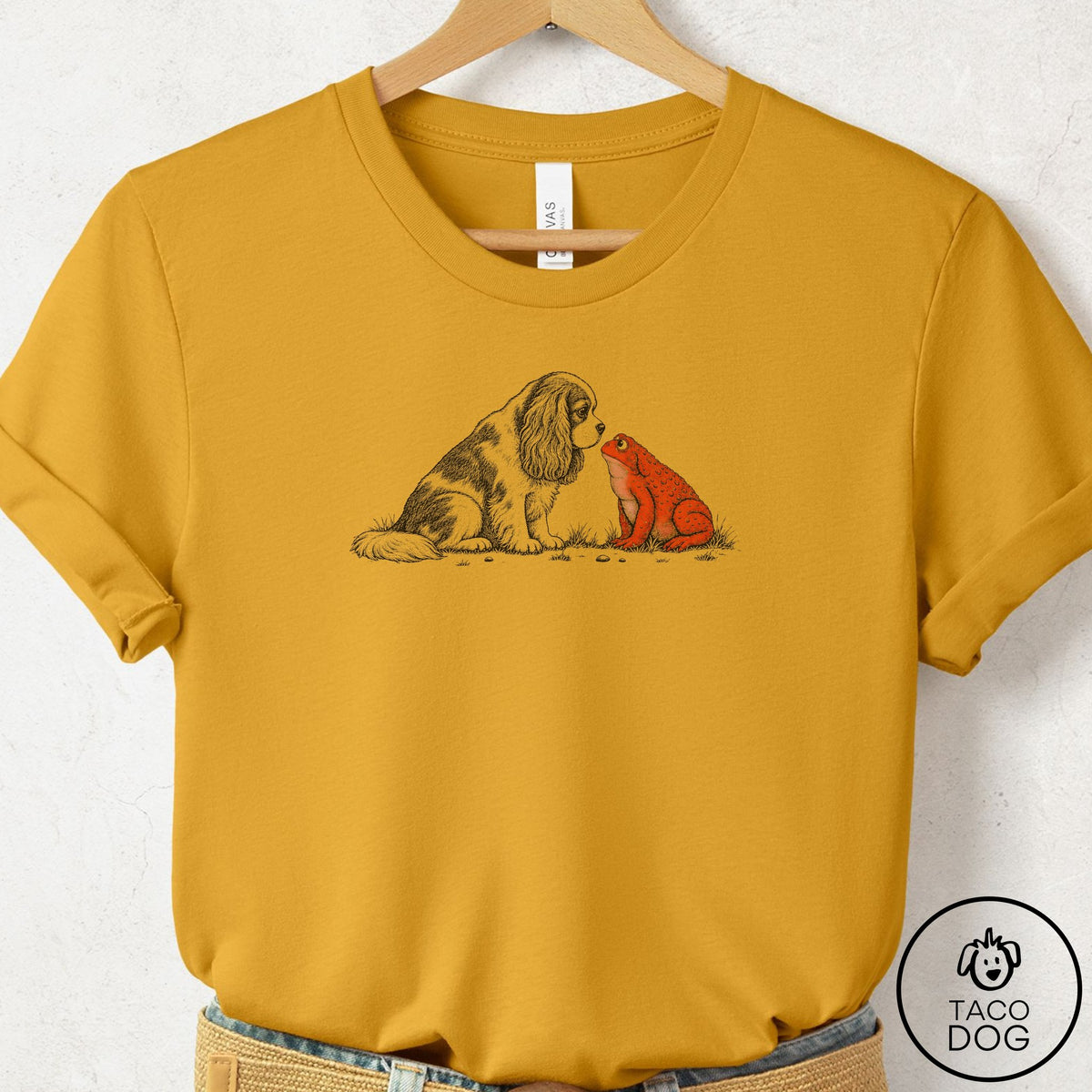 Cavalier King Charles Spaniel Toad Watch T-Shirt Mustard Taco-Dog