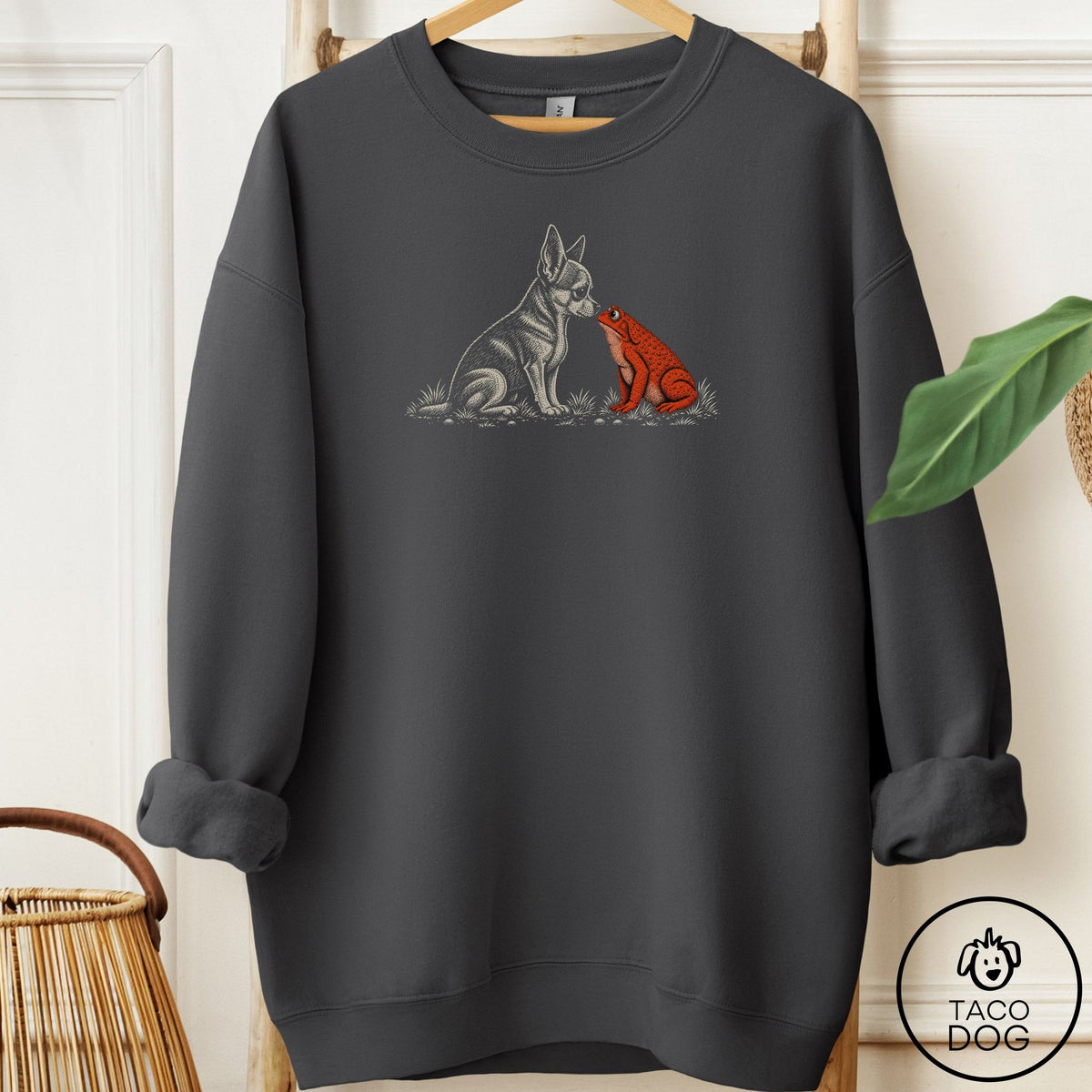 Chihuahua Toad Watch Sweatshirt Charcoal Taco-Dog