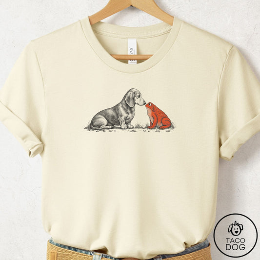 Dachshund Toad Watch T-Shirt Natural Taco-Dog