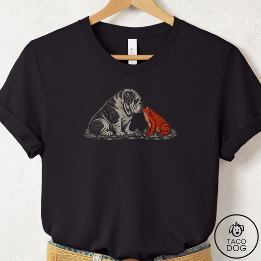 English Bulldog Toad Watch T-Shirt Black Taco-Dog