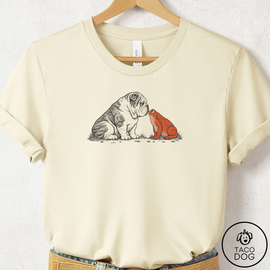 English Bulldog Toad Watch T-Shirt Natural Taco-Dog