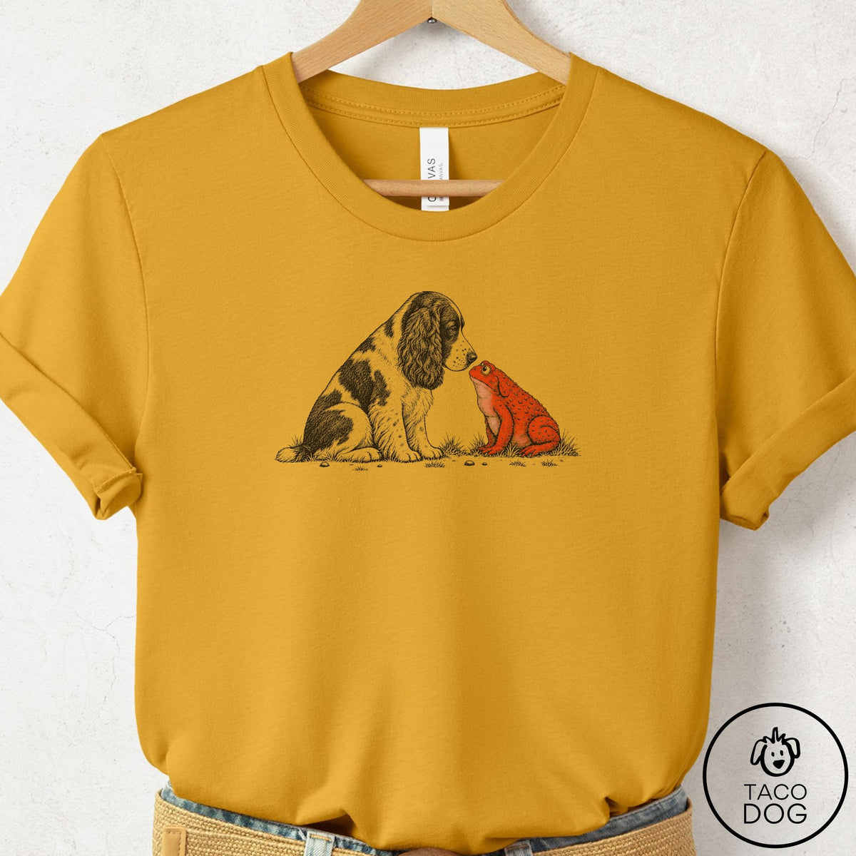 Springer Spaniel Toad Watch T-Shirt Mustard Taco-Dog