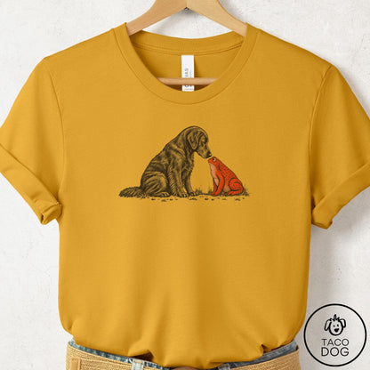 Flat-Coated Retriever Toad Watch T-Shirt Mustard Taco-Dog
