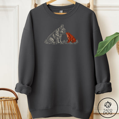 French Bulldog Frenchie Toad Watch Sweatshirt Charcoal Taco-Dog