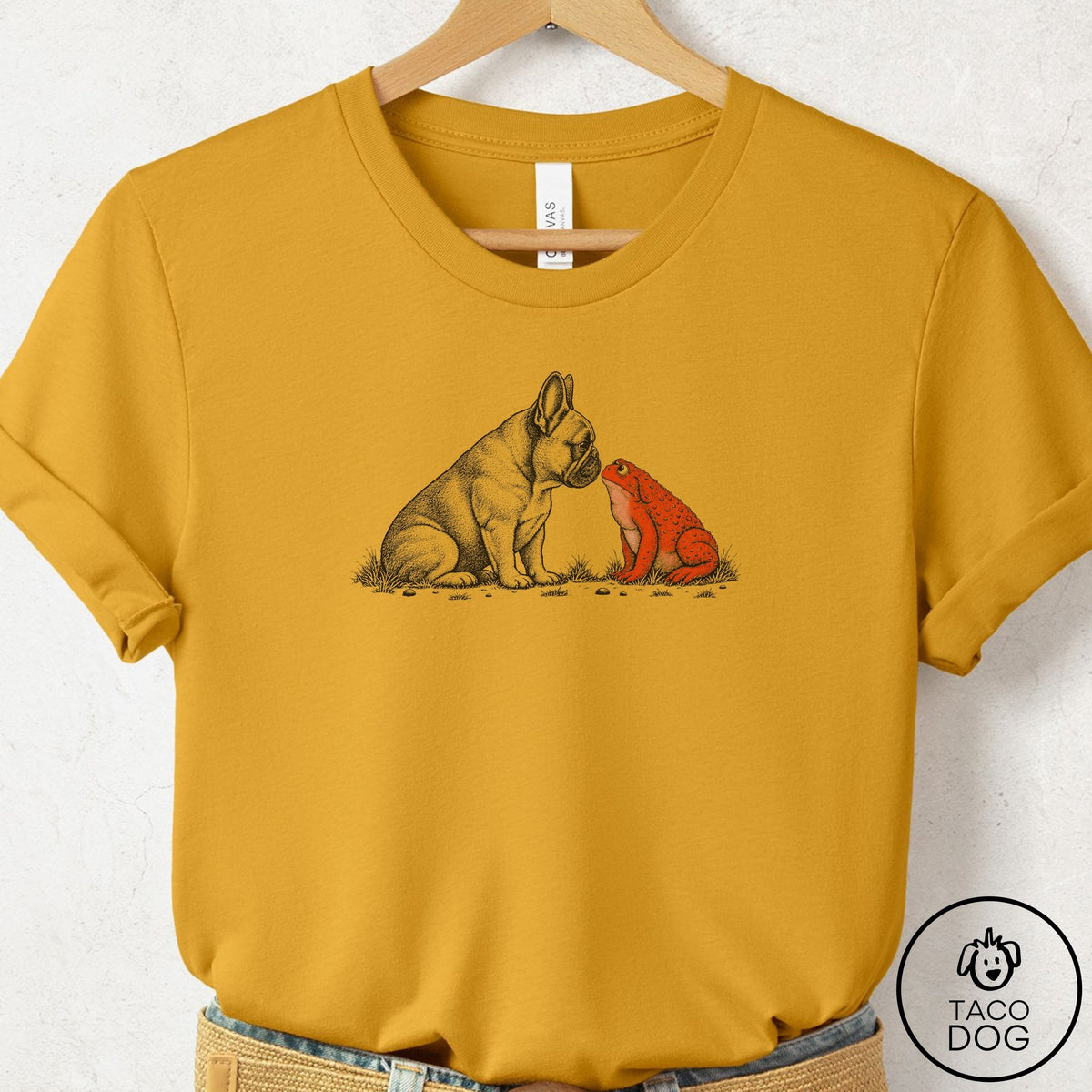 French Bulldog Frenchie Toad Watch T-Shirt Mustard Taco-Dog