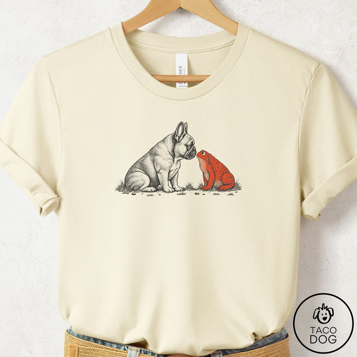 French Bulldog Frenchie Toad Watch T-Shirt Natural Taco-Dog