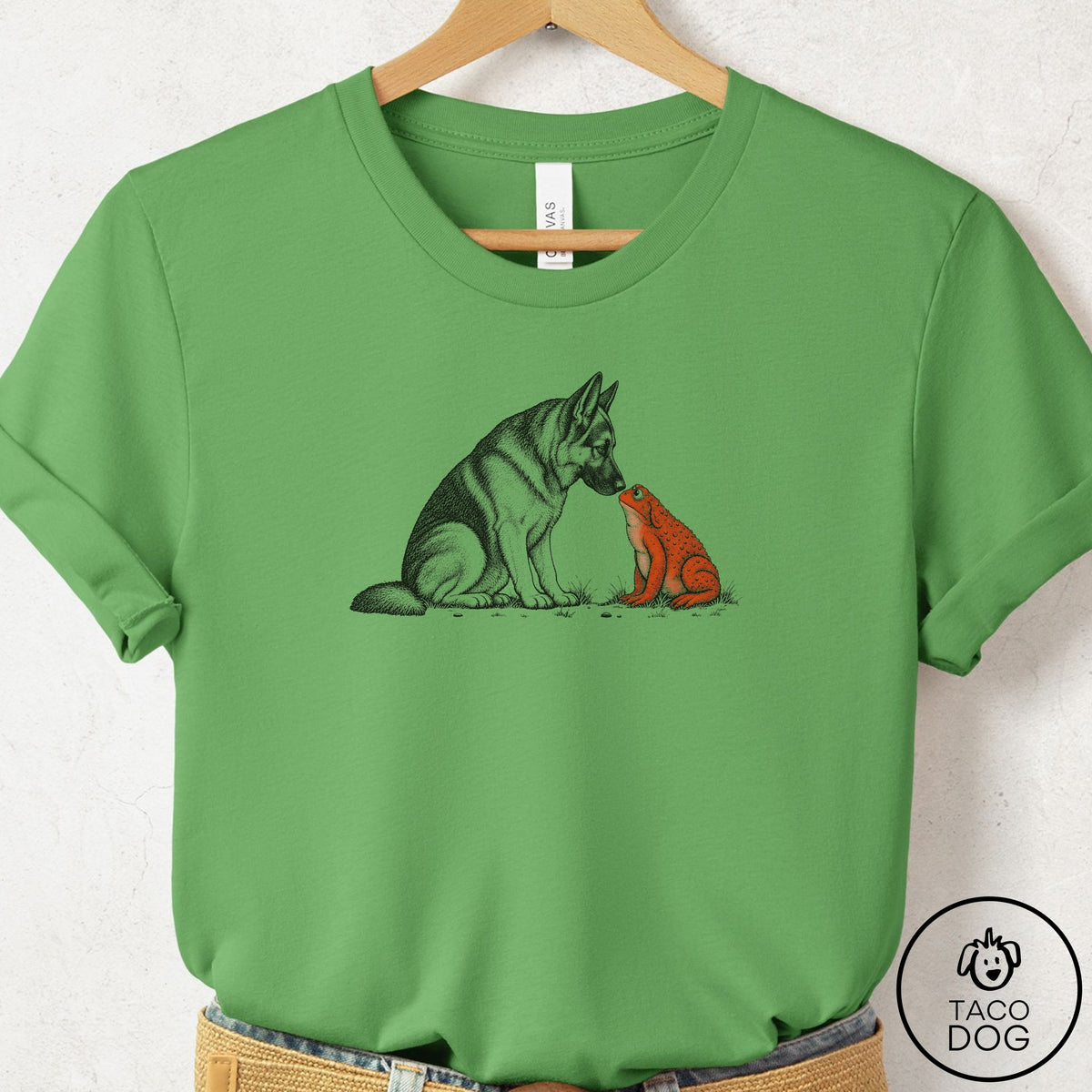 German Shepherd Toad Watch T-Shirt Leaf Taco-Dog