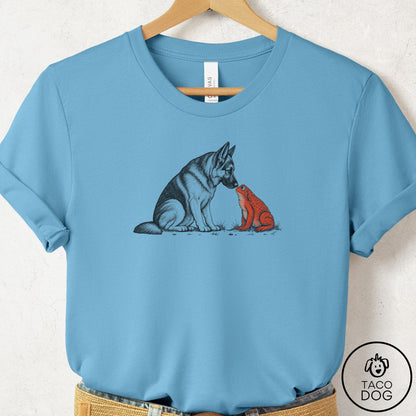 German Shepherd Toad Watch T-Shirt Ocean Blue Taco-Dog