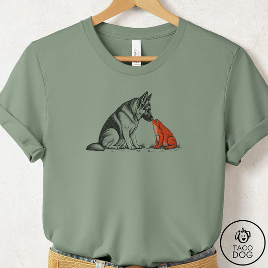 German Shepherd Toad Watch T-Shirt Sage Taco-Dog
