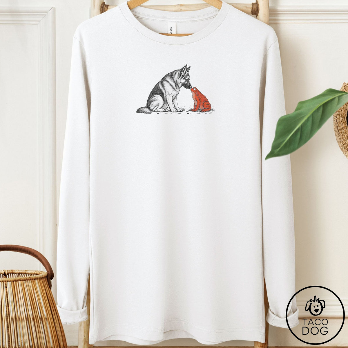 German Shepherd Toad Watch Long Sleeve Tee White Taco-Dog