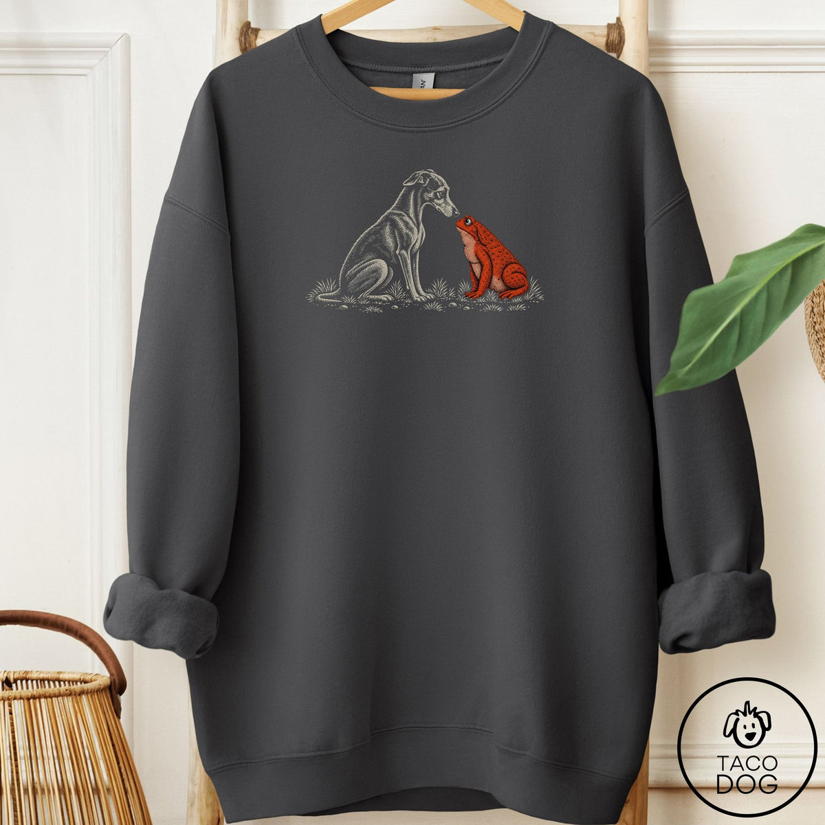 Italian Greyhound Whippet Toad Watch Sweatshirt Charcoal Taco-Dog