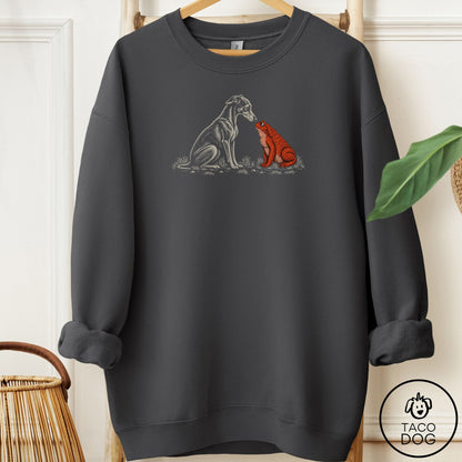 Italian Greyhound Whippet Toad Watch Sweatshirt Charcoal Taco-Dog