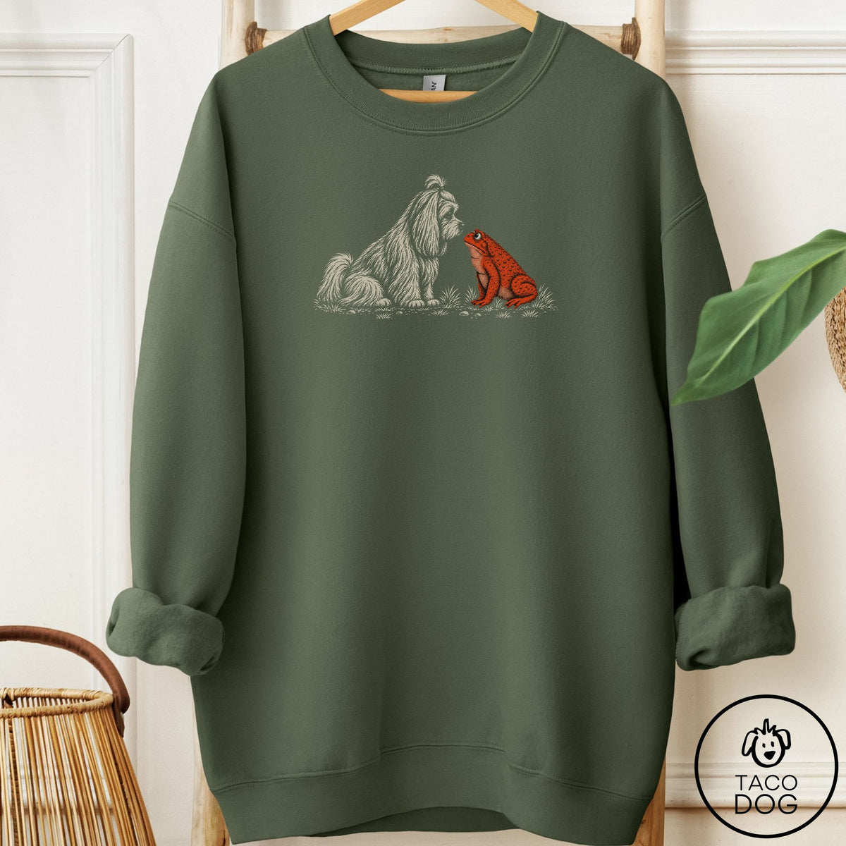 Maltese Toad Watch Sweatshirt Military Green Taco-Dog