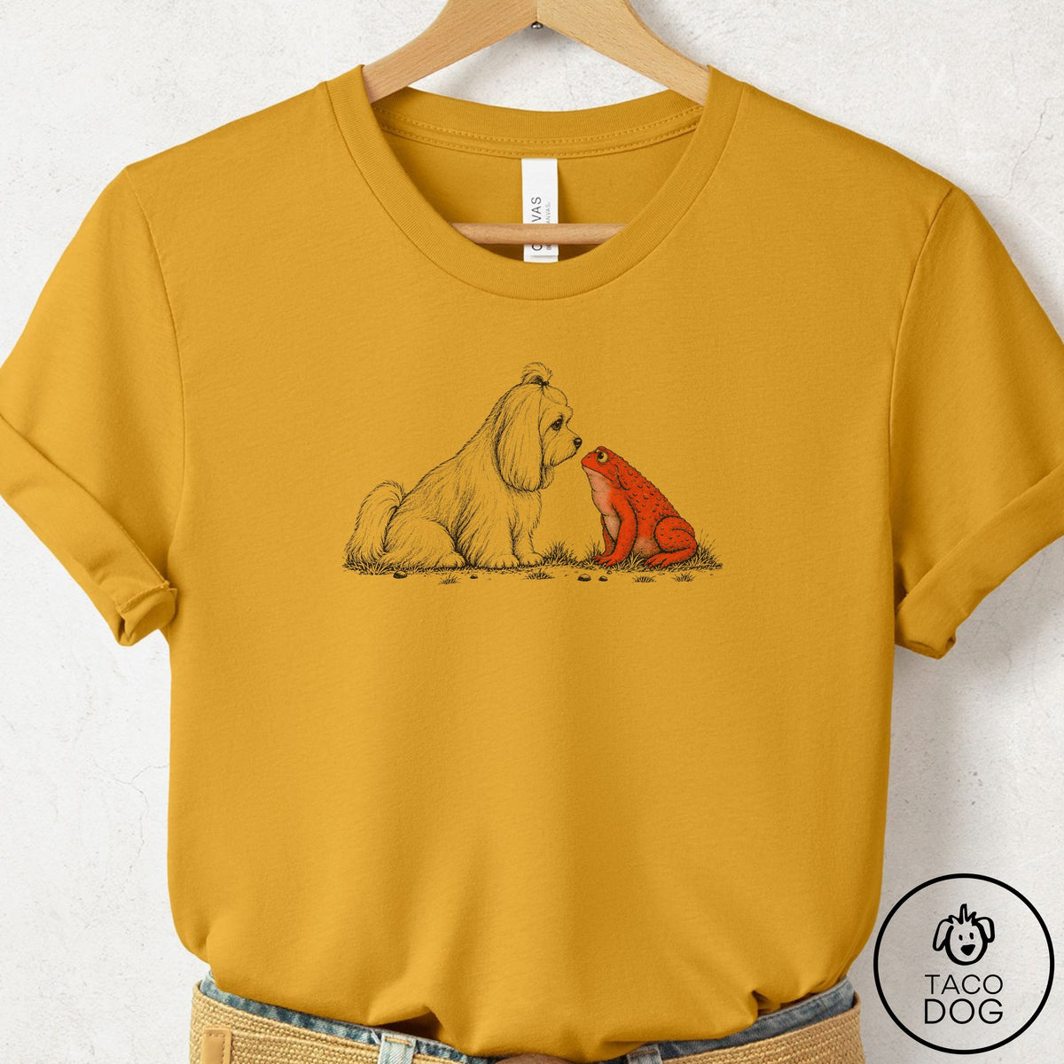 Maltese Toad Watch T-Shirt Mustard Taco-Dog