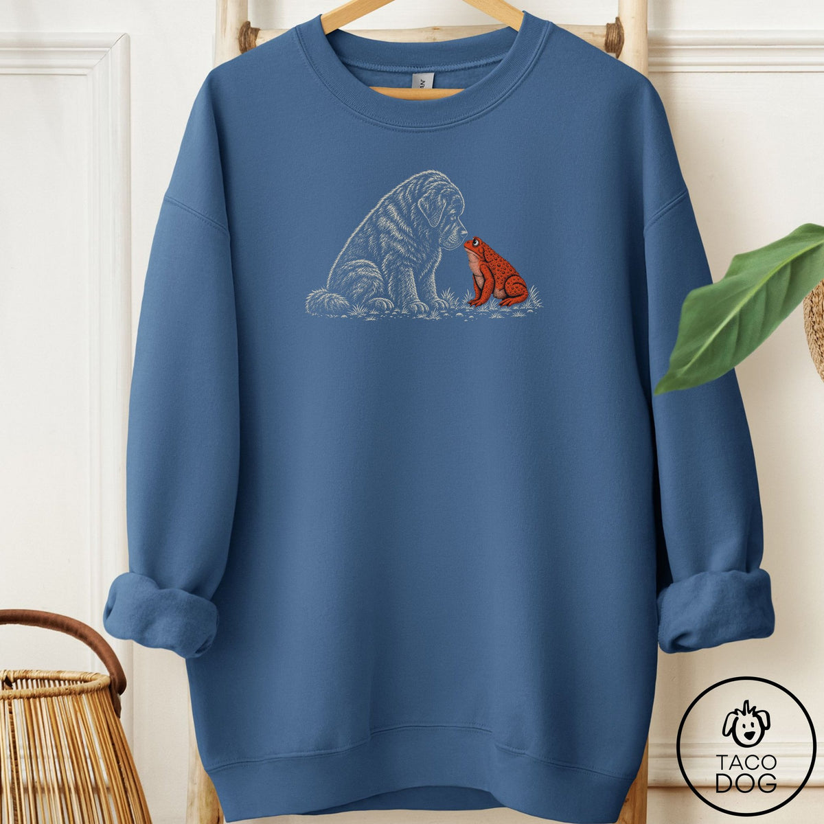 Newfoundland Toad Watch Sweatshirt Indigo Blue Taco-Dog