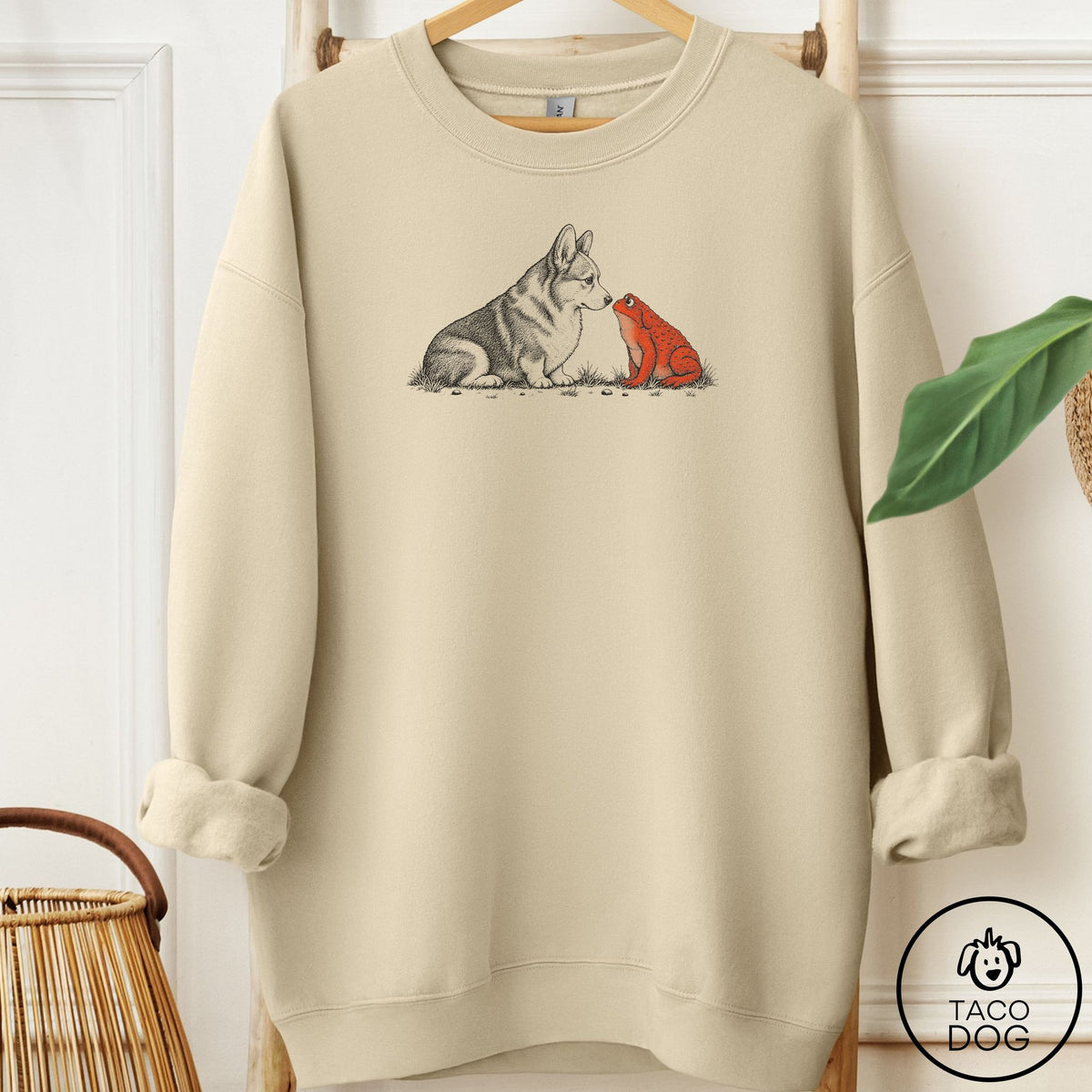 Corgi Toad Watch Sweatshirt Sand Taco-Dog