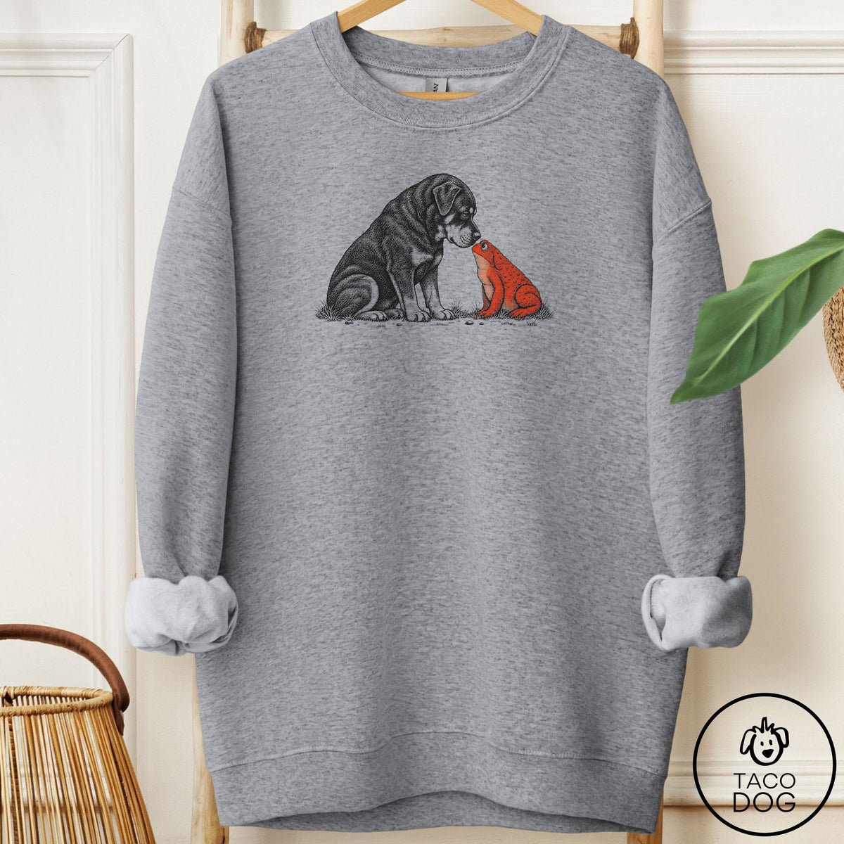 Rottweiler Toad Watch Sweatshirt Graphite Heather Taco-Dog