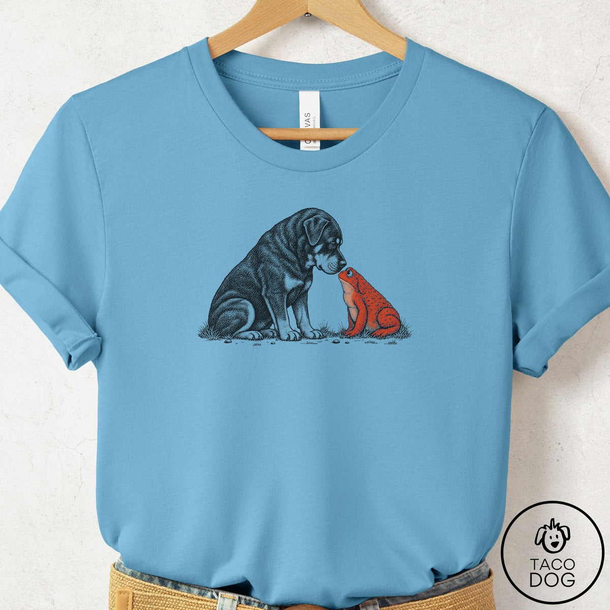Rottweiler Toad Watch T-Shirt Ocean Blue Taco-Dog