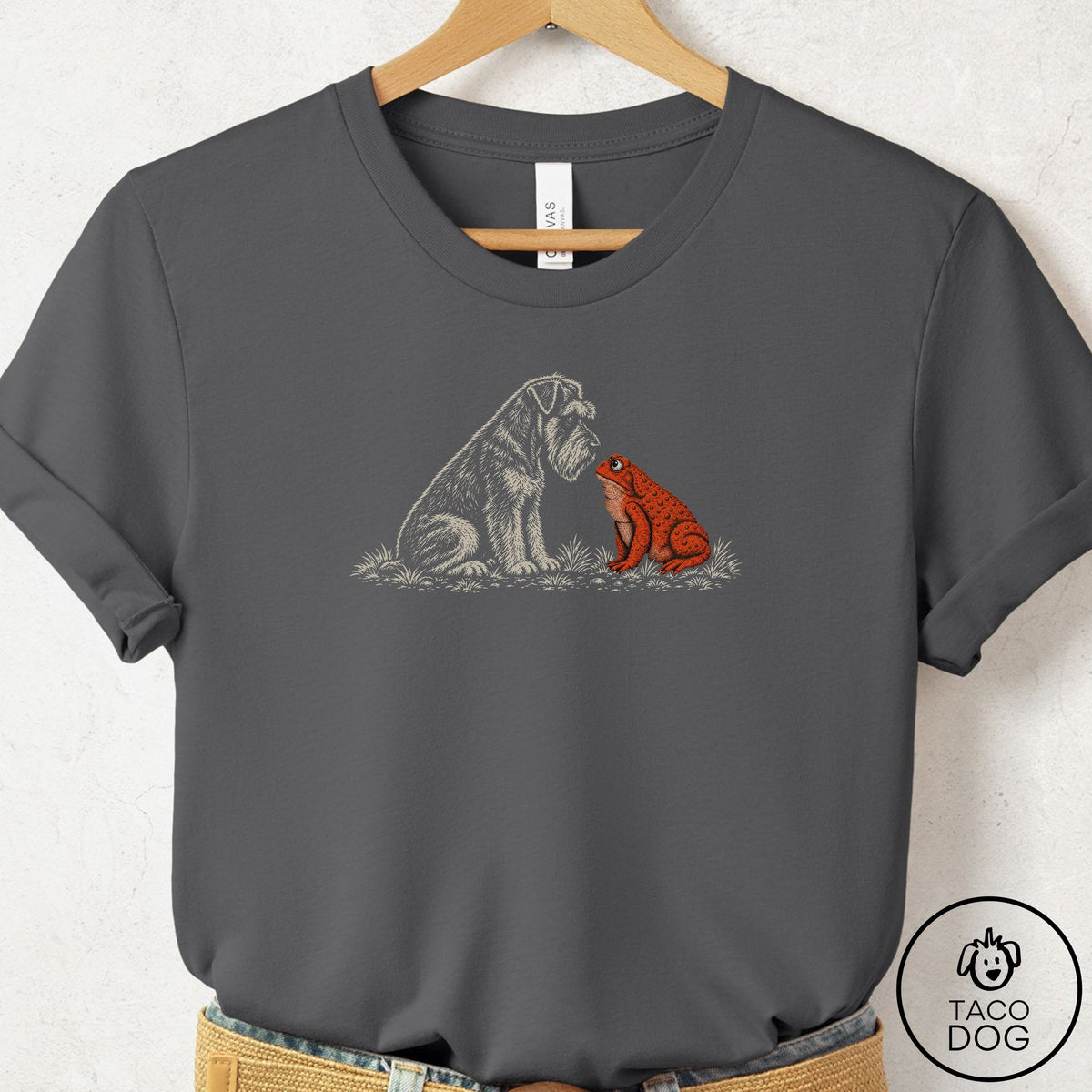 Schnauzer Toad Watch T-Shirt Asphalt Taco-Dog