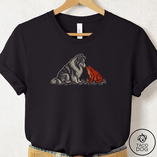 Shetland Sheepdog Toad Watch T-Shirt Black Taco-Dog
