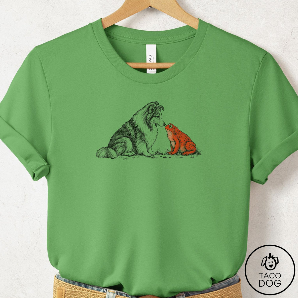 Shetland Sheepdog Toad Watch T-Shirt Leaf Taco-Dog