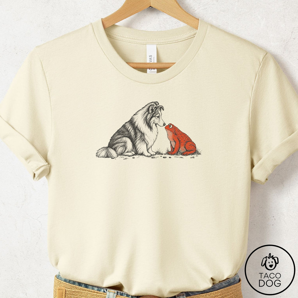 Shetland Sheepdog Toad Watch T-Shirt Natural Taco-Dog