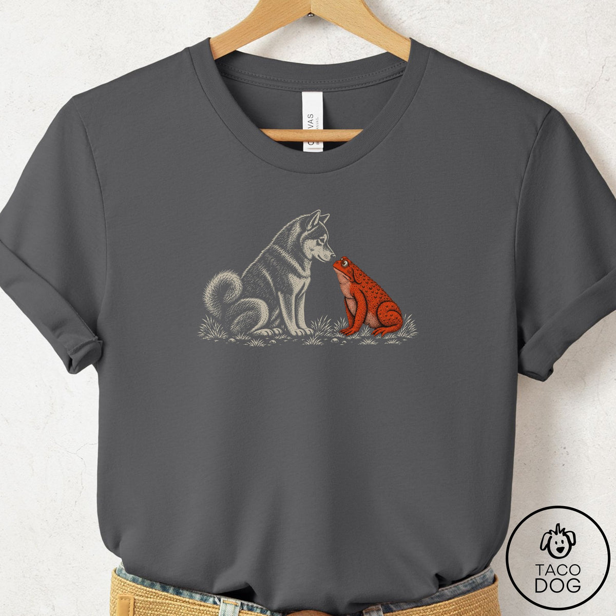 Shiba Inu Toad Watch T-Shirt Asphalt Taco-Dog