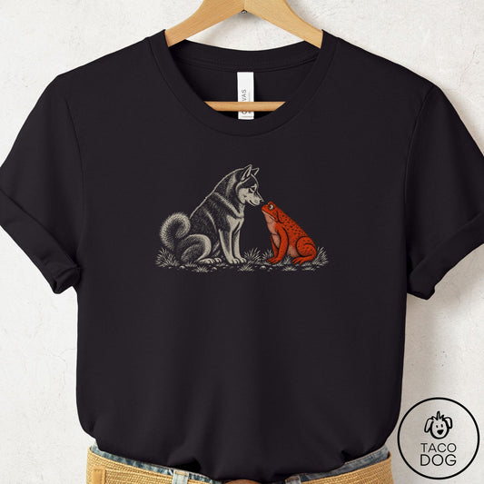 Shiba Inu Toad Watch T-Shirt Black Taco-Dog