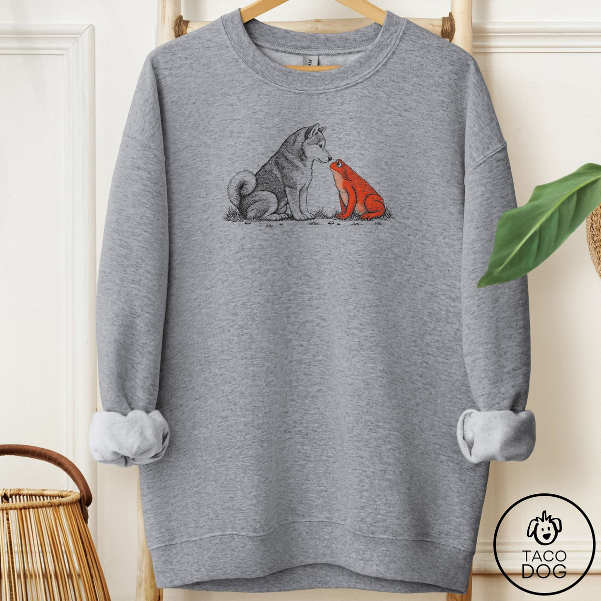 Shiba Inu Toad Watch Sweatshirt Graphite Heather Taco-Dog