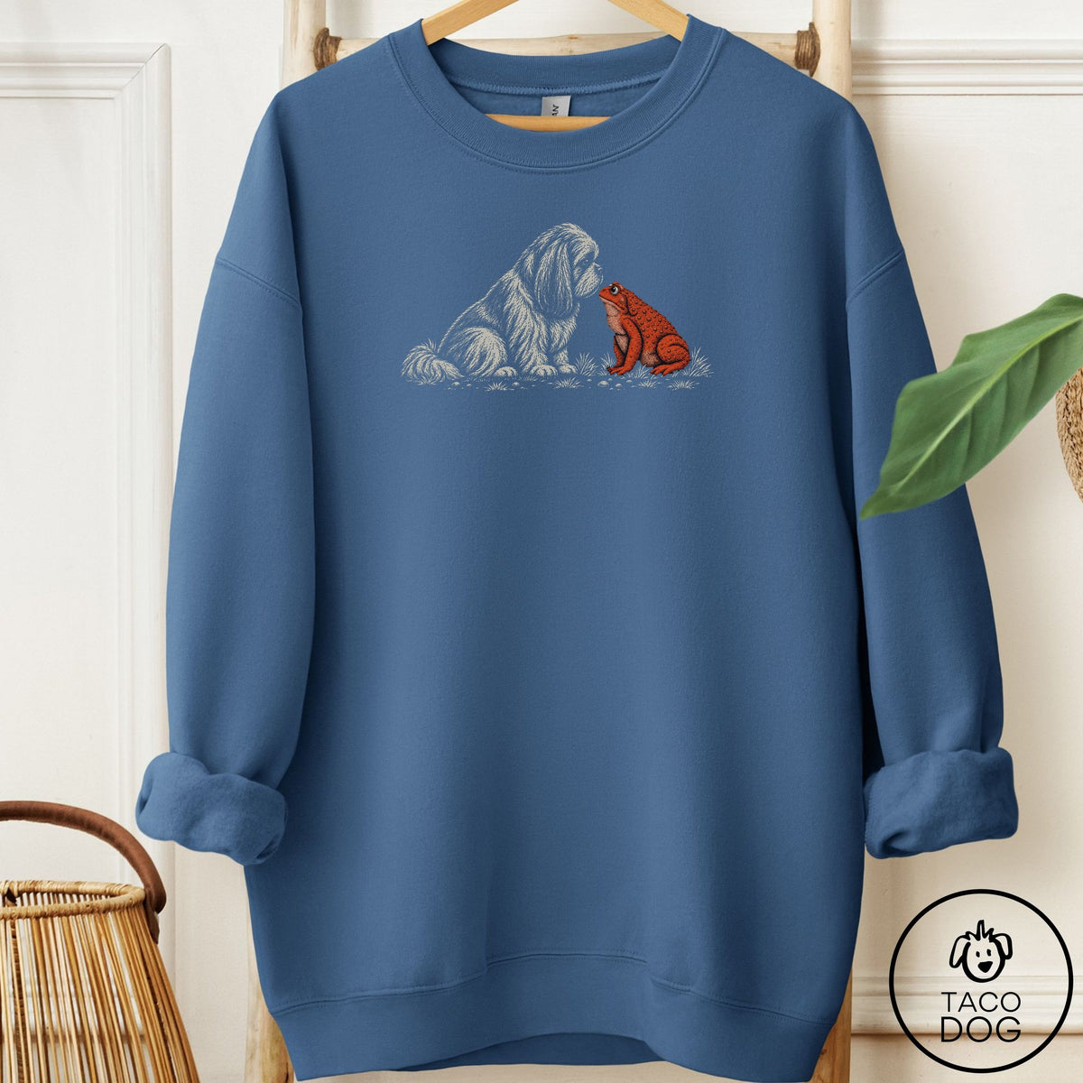 Shih Tzu Toad Watch Sweatshirt Indigo Blue Taco-Dog
