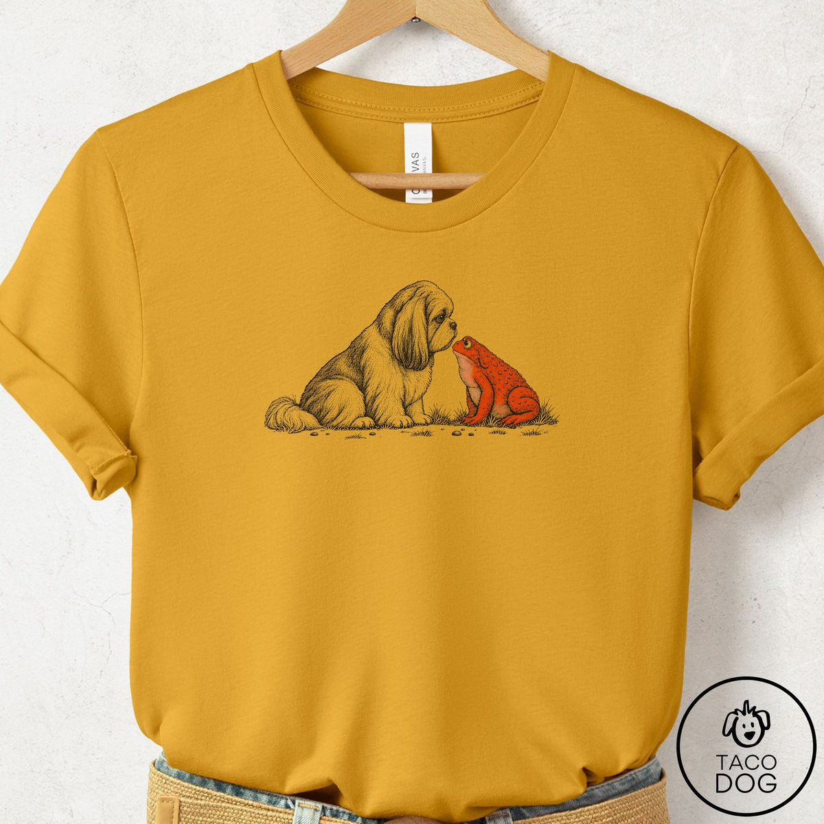 Shih Tzu Toad Watch T-Shirt Mustard Taco-Dog