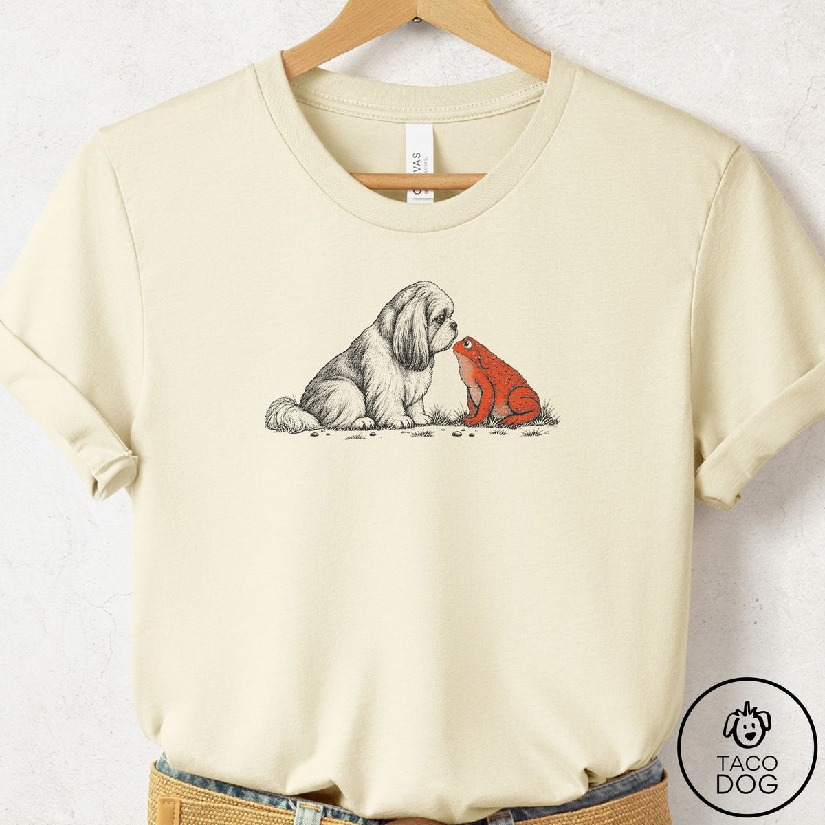 Shih Tzu Toad Watch T-Shirt Natural Taco-Dog