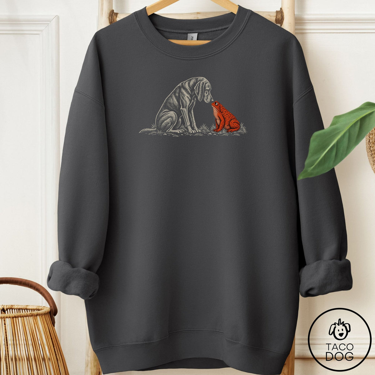 Vizsla Toad Watch Sweatshirt Charcoal Taco-Dog