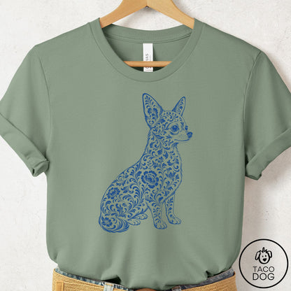 Chihuahua Toile T-Shirt Sage Taco-Dog