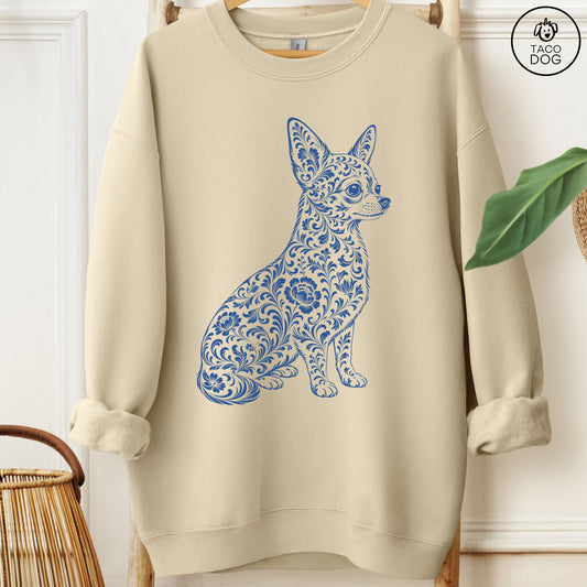 Chihuahua Toile Sweatshirt Sand Taco-Dog