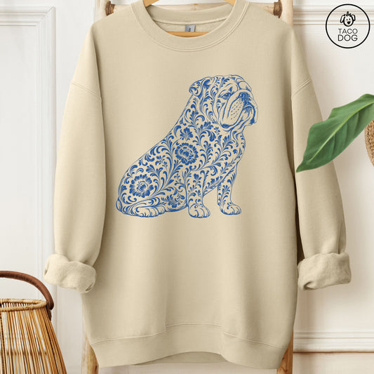 English Bulldog Toile Sweatshirt Sand Taco-Dog