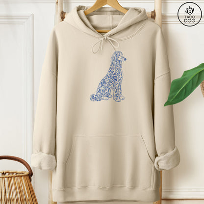 Afghan Hound Toile Hoodie Sand Taco-Dog