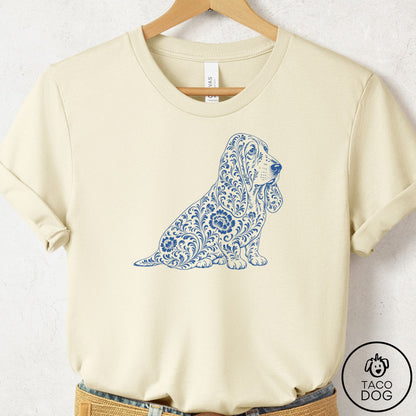 Basset Hound Toile T-Shirt Natural Taco-Dog